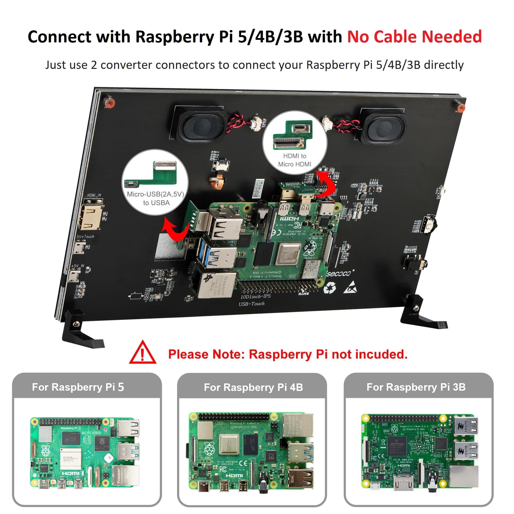 raspberry pi 4 8gb 10.1インチ LCDモニタ付 Amazon.com: wisecoco 10.1 inch LCD Touch Screen for Raspberry Pi
